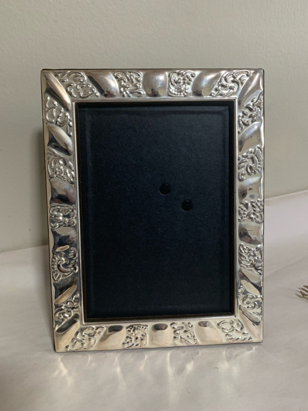 Vintage Silver-Plated Ornate Picture Frame 9x7 Easel Back Scrollwork Embossed